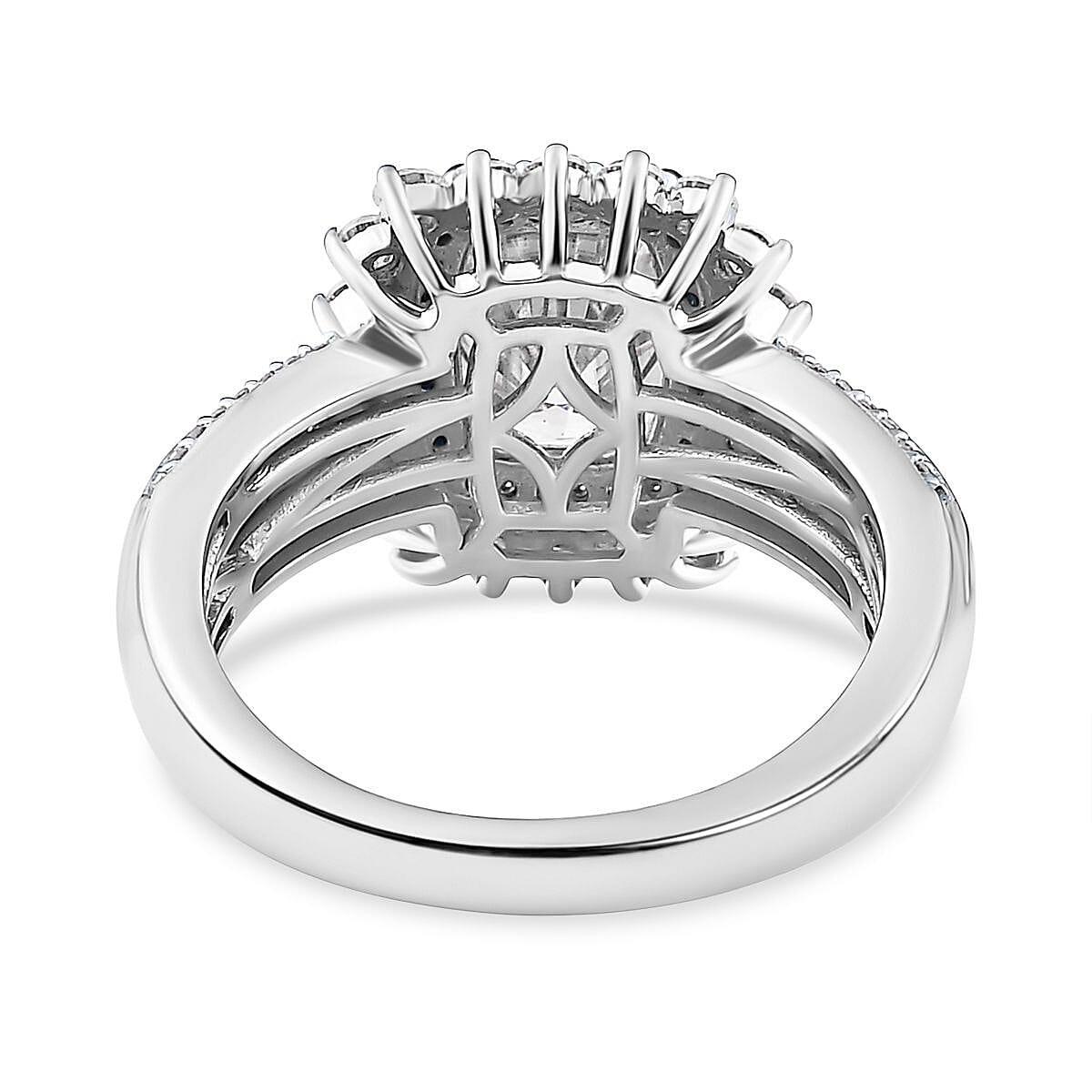 Moissanite Double Halo Ring in Platinum Over Sterling Silver (Size 9.0) 2.70 ctw image number 4