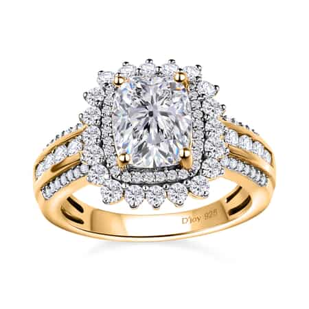 Buy Moissanite Double Halo Ring in Vermeil Yellow Gold Over Sterling Silver  (Size 7.0) 2.70 ctw at