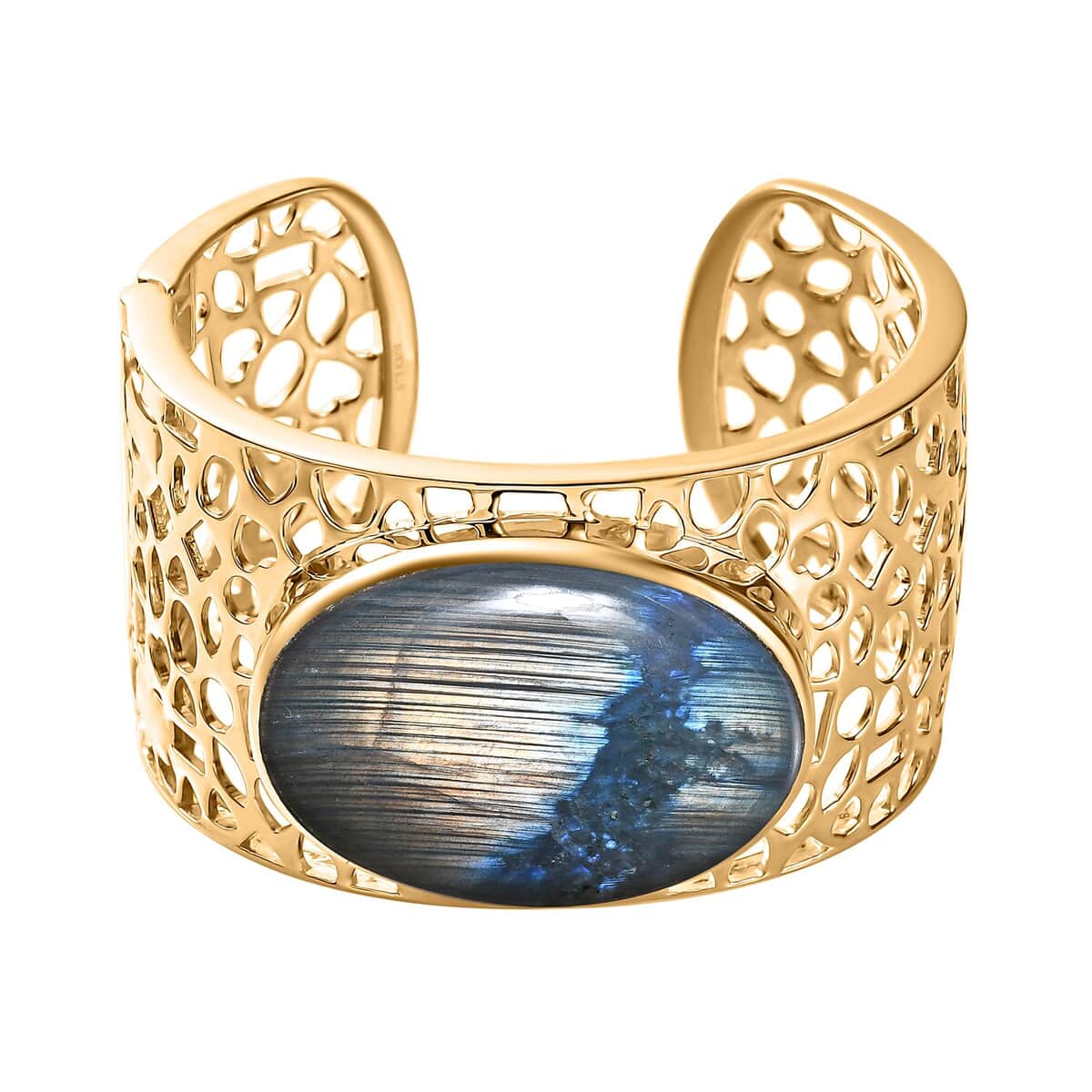 Karis Malagasy Labradorite Cuff Bracelet in 18K YG Plated (6.50 In) 70.85 ctw image number 0