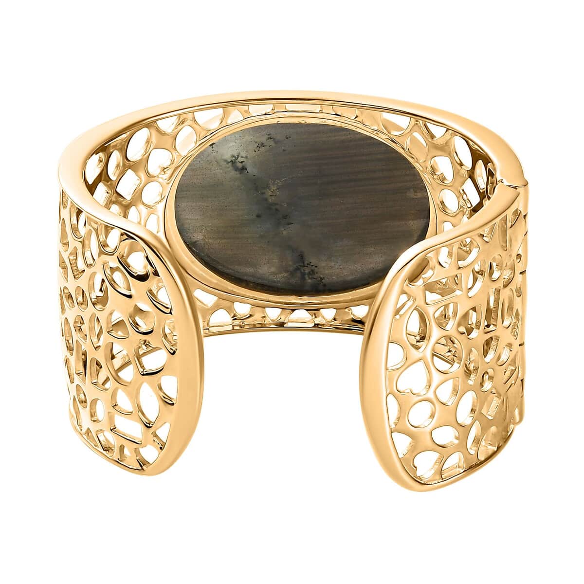 Karis Malagasy Labradorite Cuff Bracelet in 18K YG Plated (6.50 In) 70.85 ctw image number 5