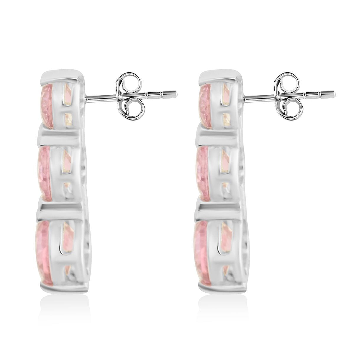 Simulated Pink Diamond Earrings in Sterling Silver 2.00 ctw image number 3