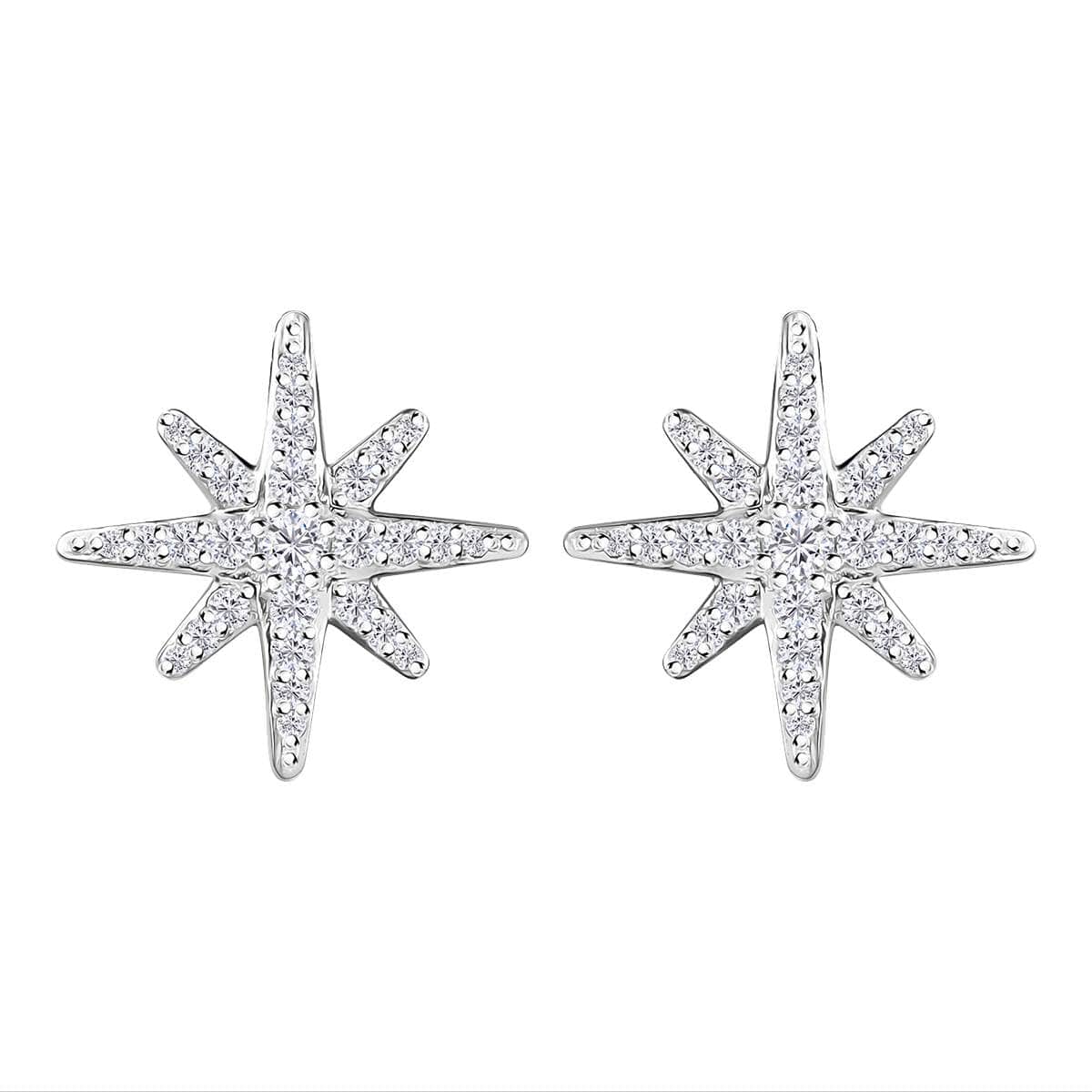 Moissanite Starburst Stud Earrings in Platinum Over Sterling Silver 0.90 ctw image number 0