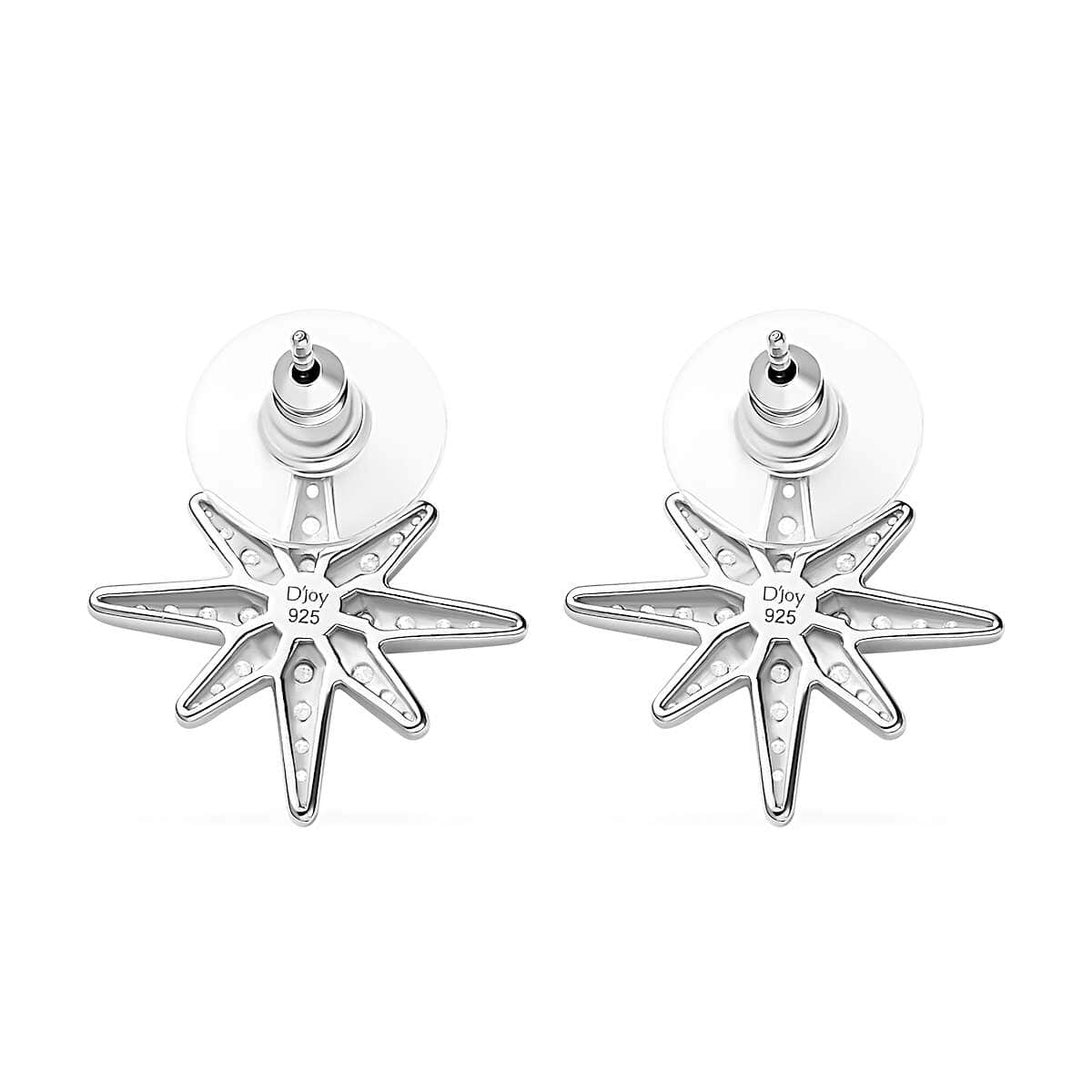 Moissanite Starburst Stud Earrings in Platinum Over Sterling Silver 0.90 ctw image number 4