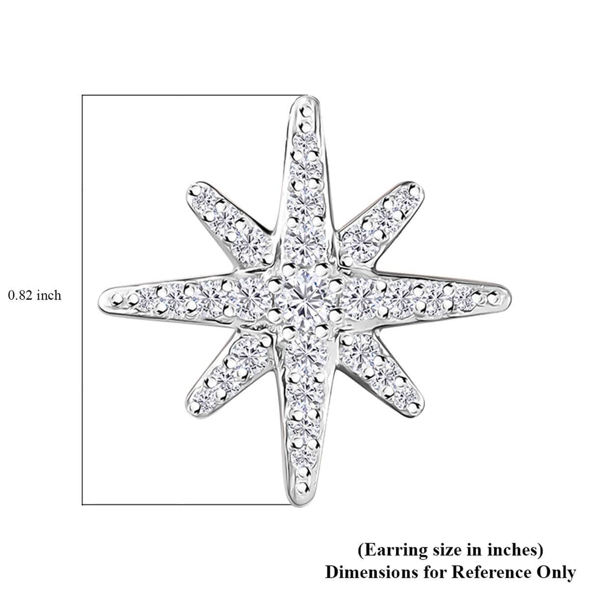 Moissanite Starburst Stud Earrings in Platinum Over Sterling Silver 0.90 ctw image number 5