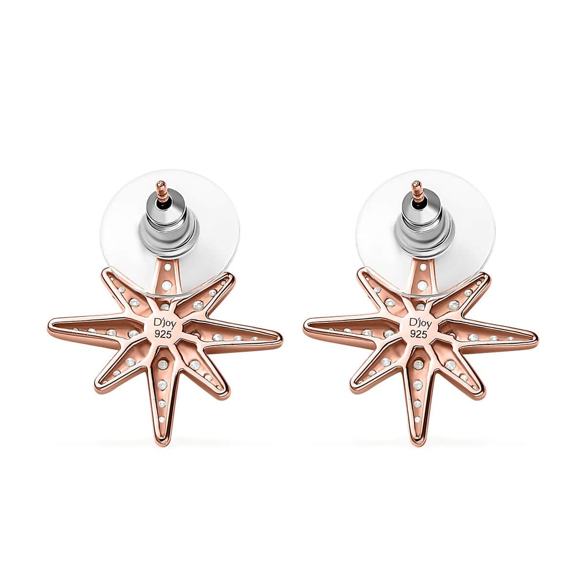 Moissanite Starburst Stud Earrings in Vermeil Rose Gold Over Sterling Silver 0.90 ctw image number 4