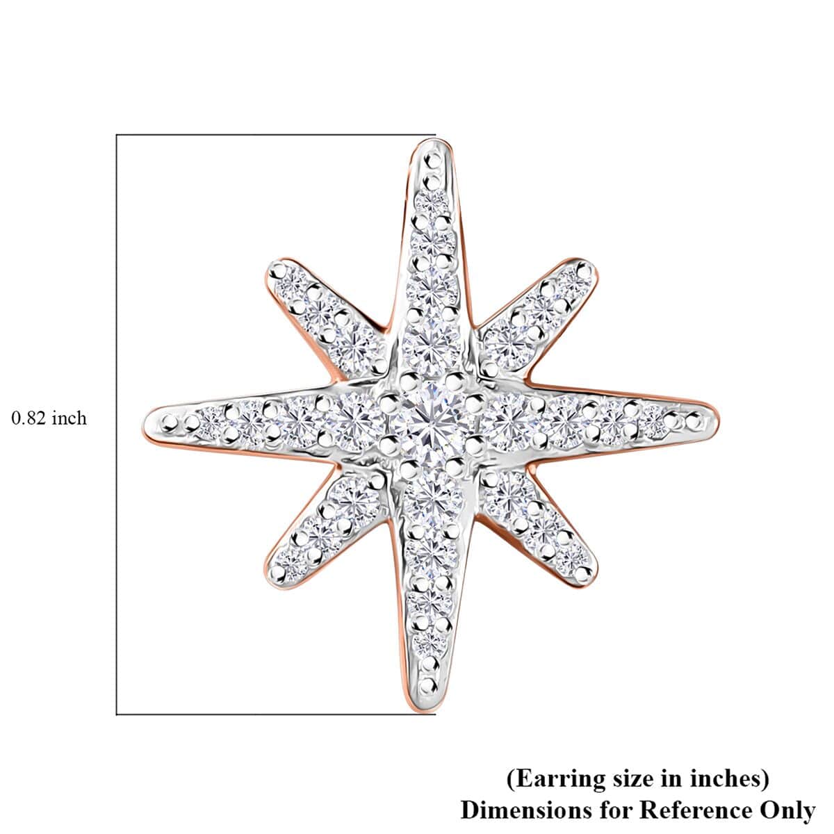 Moissanite Starburst Stud Earrings in Vermeil Rose Gold Over Sterling Silver 0.90 ctw image number 5