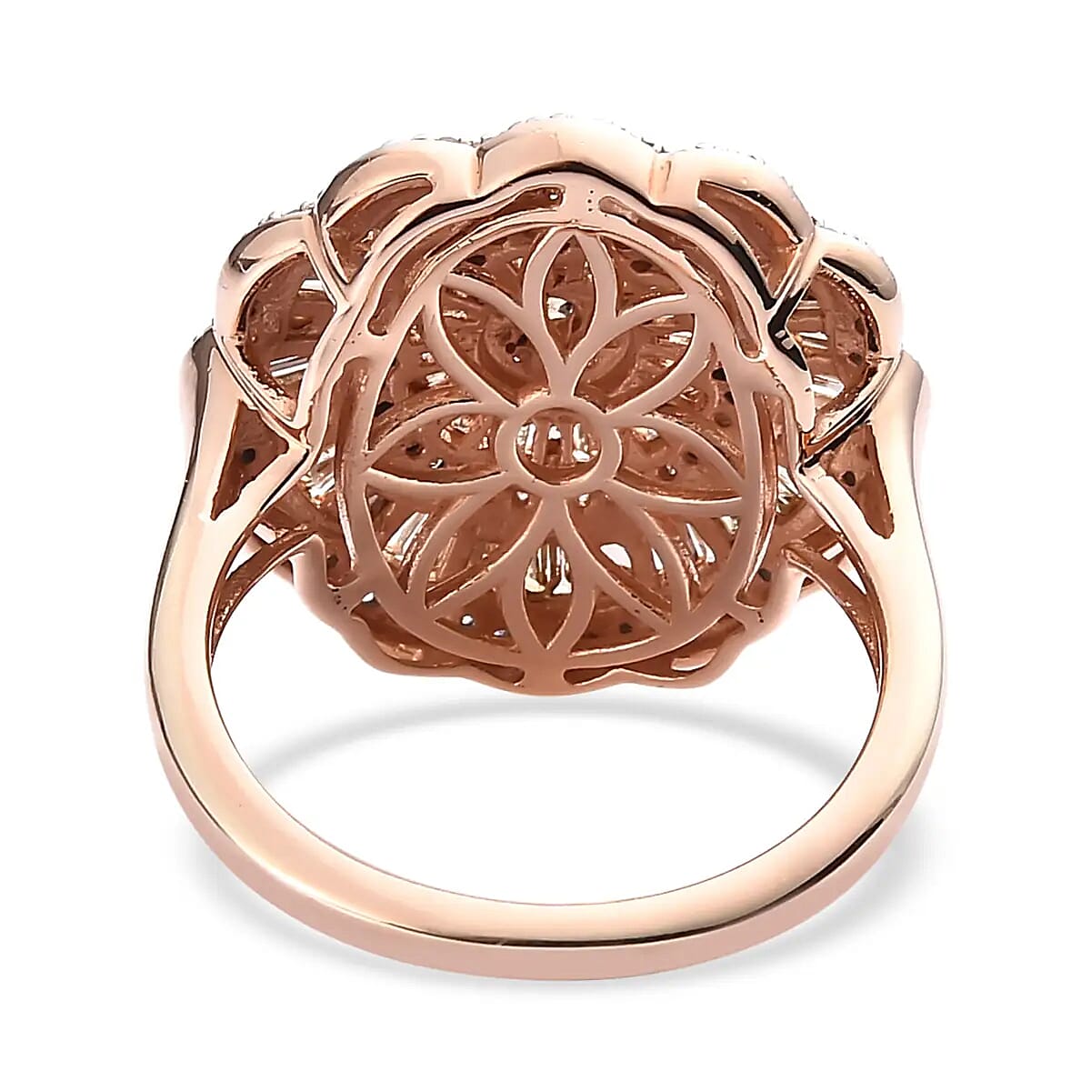 Natural Champagne and White Diamond Cocktail Ring in Vermeil RG Over Sterling Silver 1.50 ctw image number 5