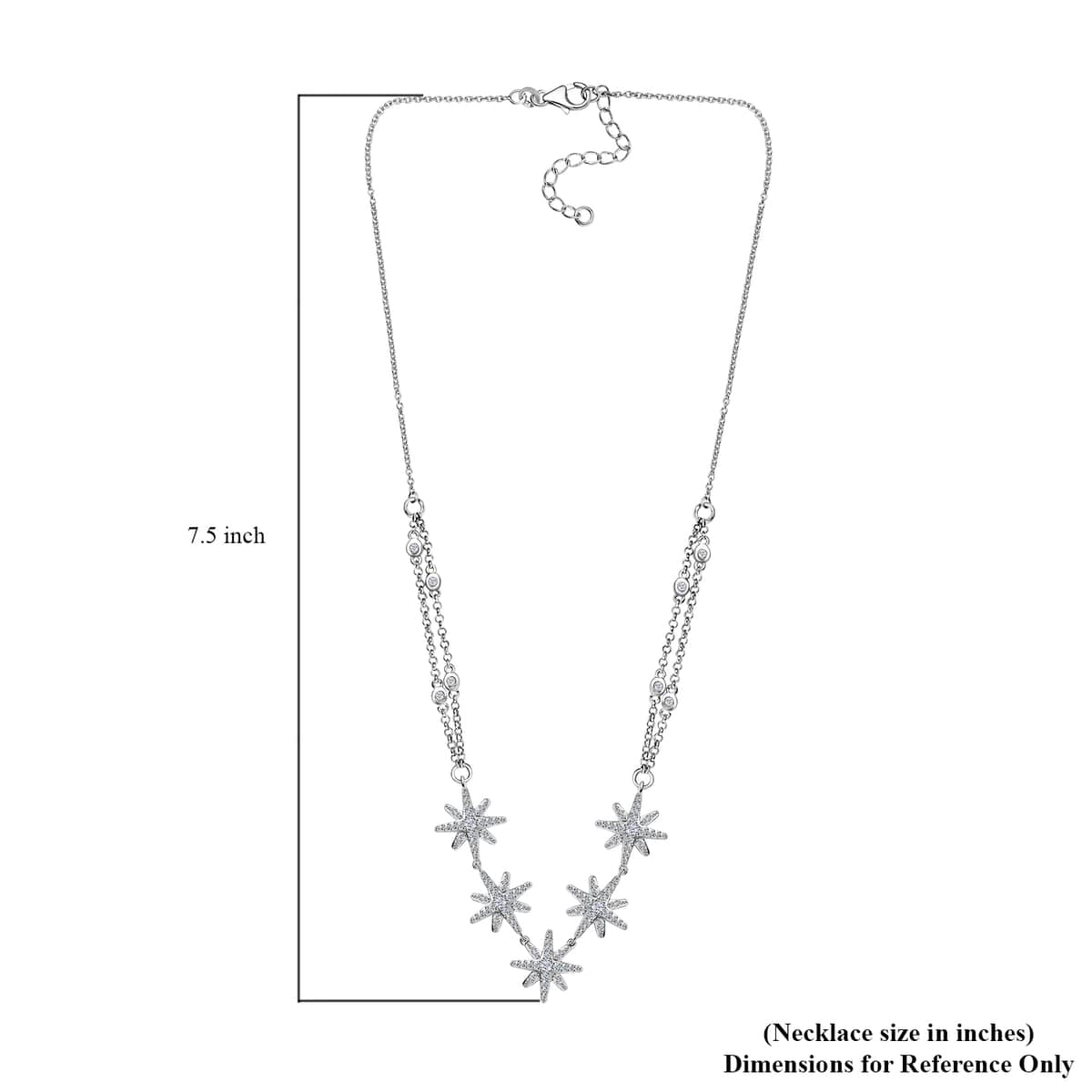 Moissanite 1.90 ctw Starburst Station Necklace 18 Inches in Platinum Over Sterling Silver image number 5