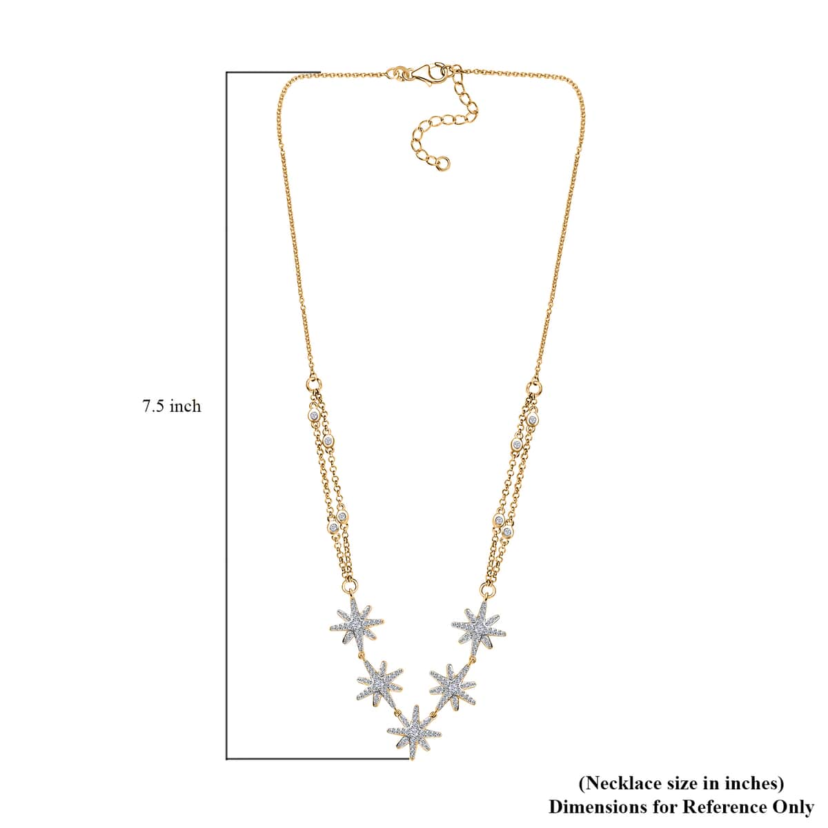 Moissanite 1.90 ctw Starburst Station Necklace 18 Inches in Vermeil Yellow Gold Over Sterling Silver image number 5