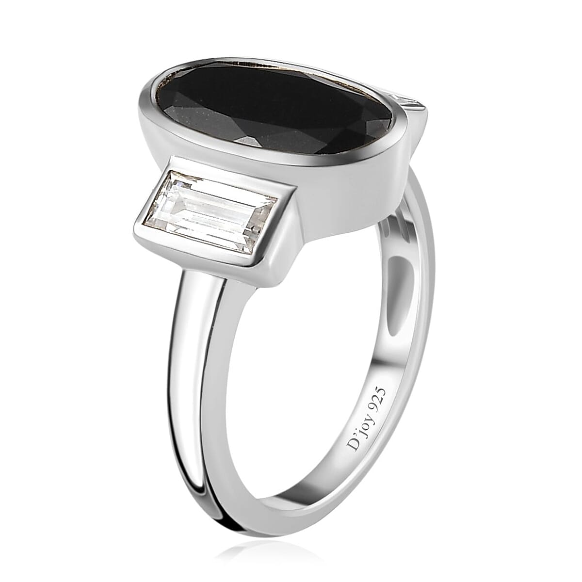 Australian Black Tourmaline and Moissanite Ring in Platinum Over Sterling Silver (Size 6.0) 3.15 ctw image number 3