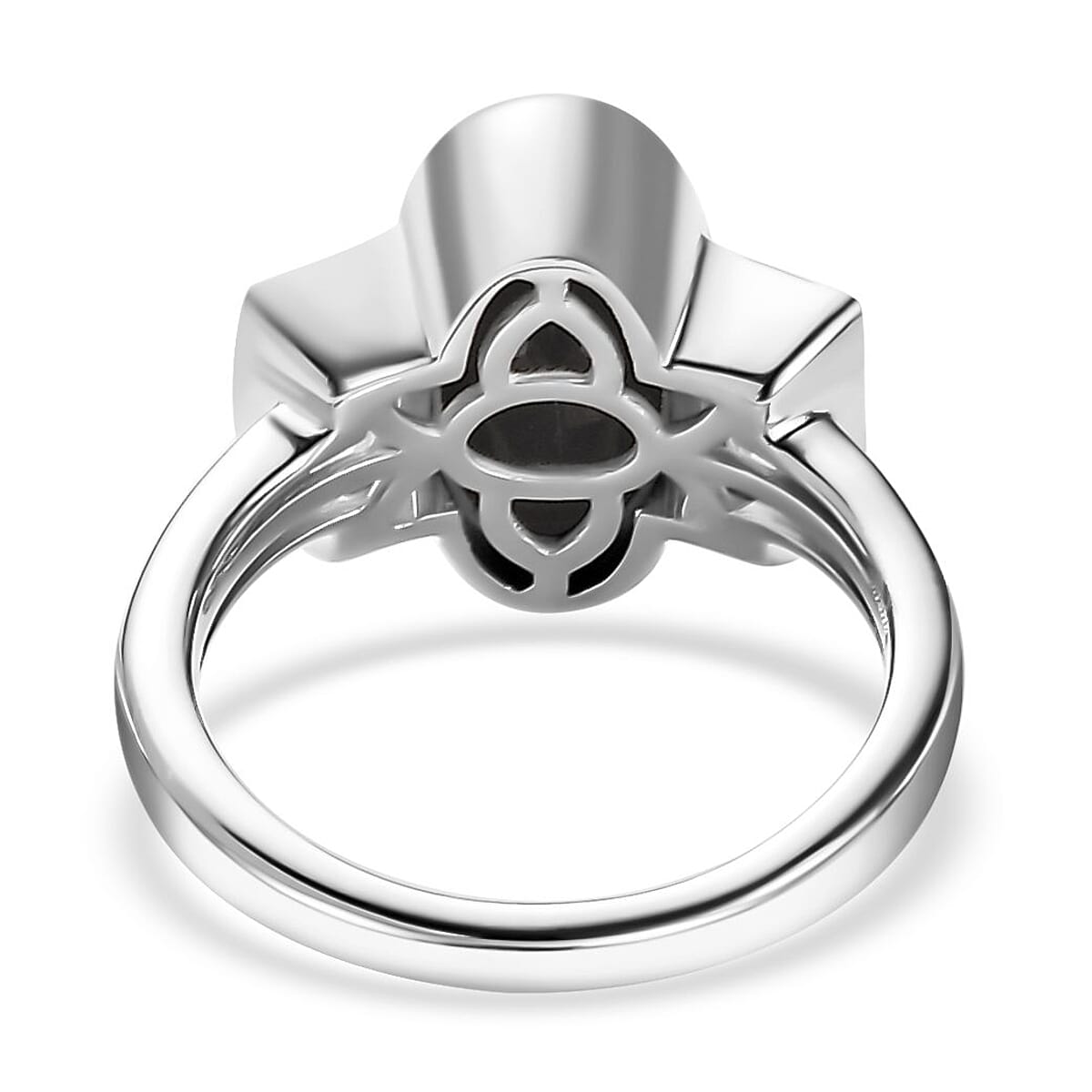 Australian Black Tourmaline and Moissanite Ring in Platinum Over Sterling Silver (Size 6.0) 3.15 ctw image number 4