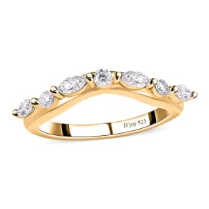 Moissanite Chevron Band Ring in Vermeil Yellow Gold Over Sterling Silver (Size 5.0) 0.35 ctw