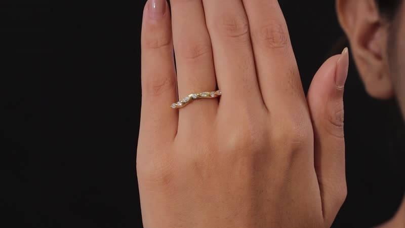 Moissanite Chevron Band Ring in Vermeil Yellow Gold Over Sterling Silver 0.35 ctw
