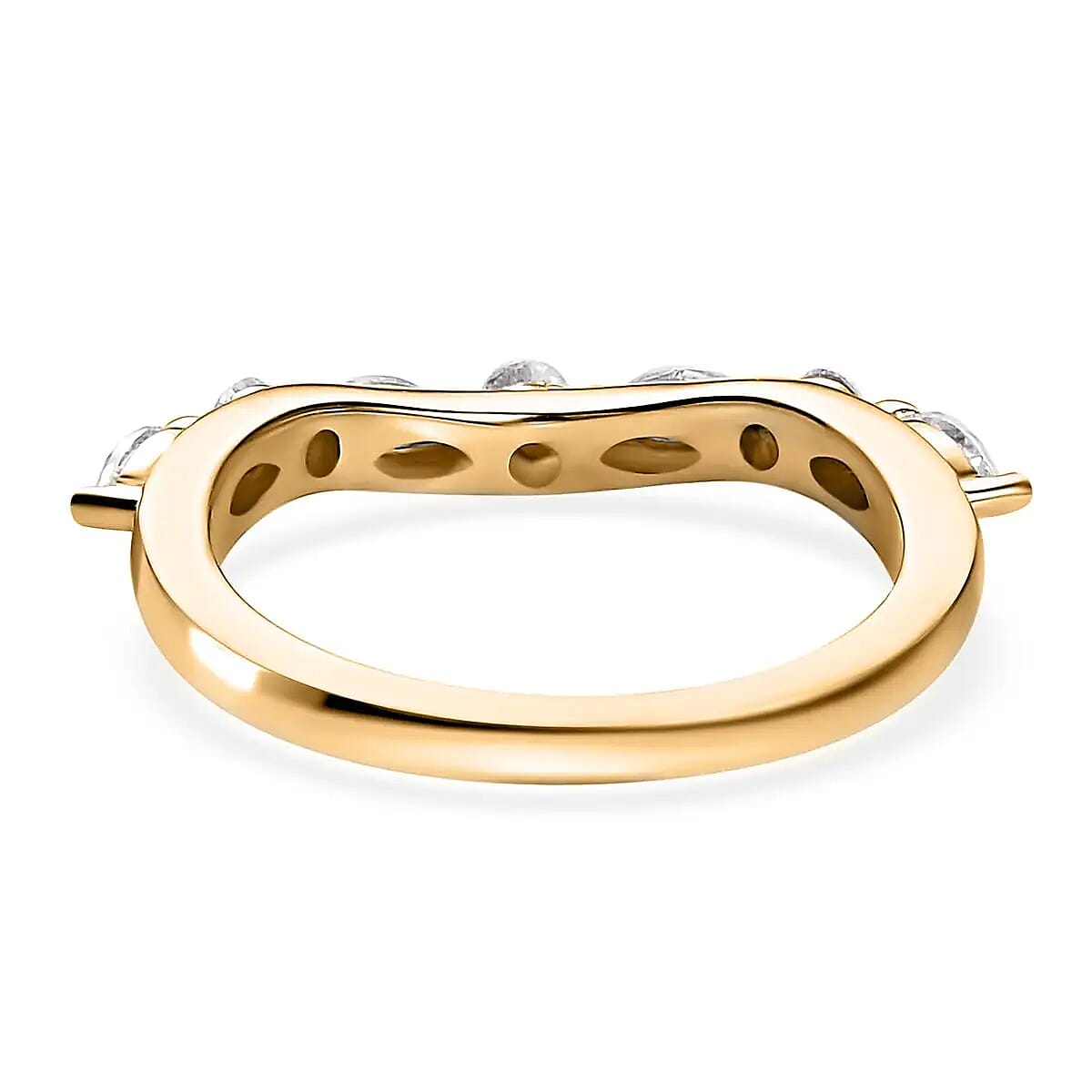 Moissanite Chevron Band Ring in Vermeil Yellow Gold Over Sterling Silver (Size 5.0) 0.35 ctw