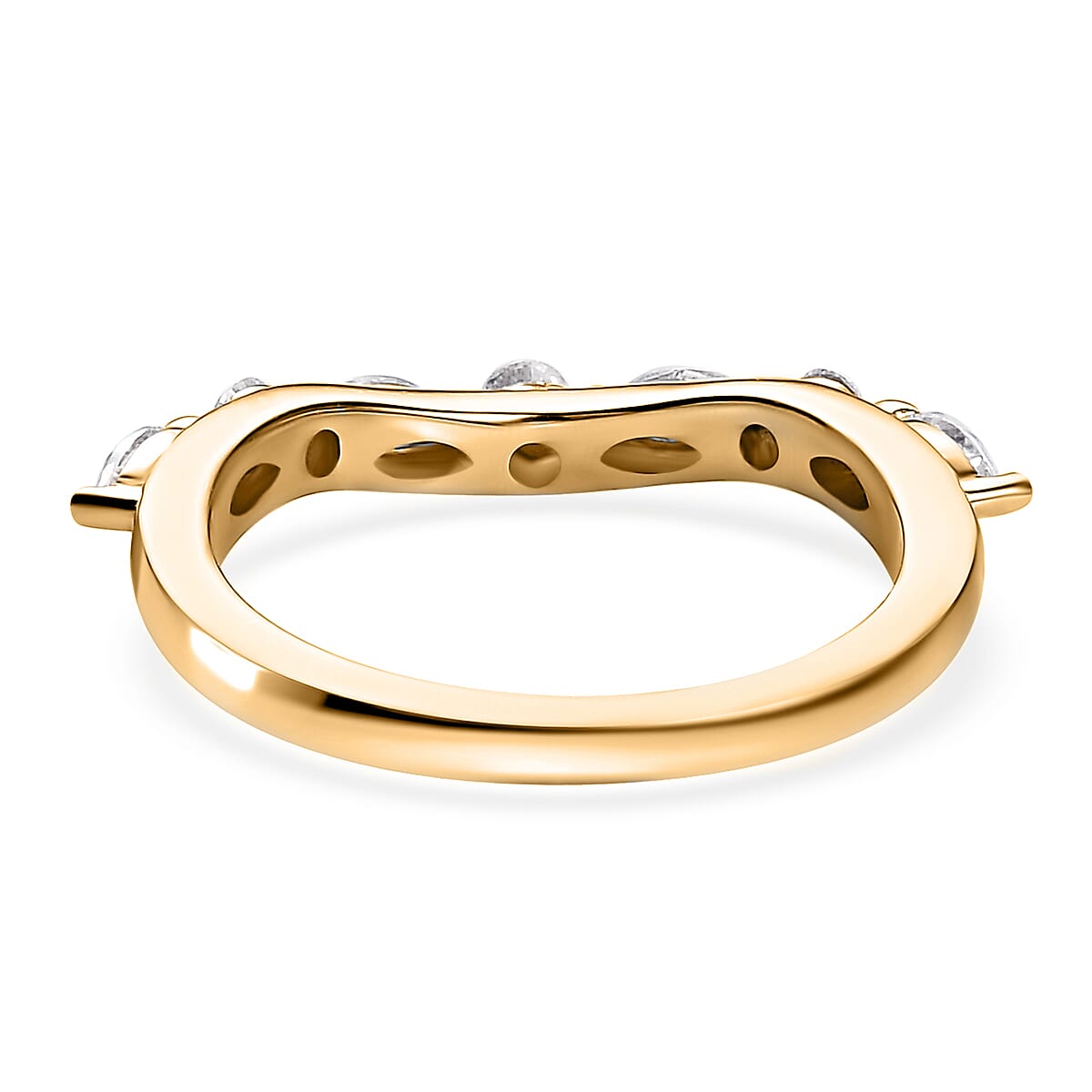 Moissanite (Mrq 4x2mm) Band Ring in Vermeil YG Over Sterling Silver (Size 7.0) 0.35 ctw image number 4