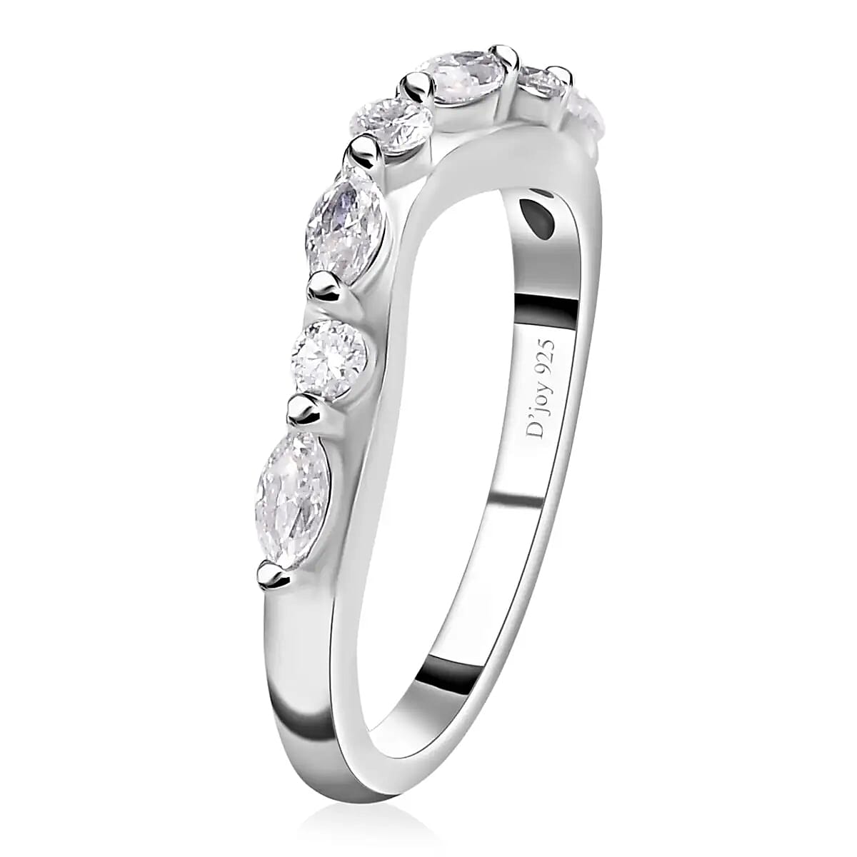 Moissanite Chevron Band Ring in Platinum Over Sterling Silver (Size 8.0) 0.35 ctw image number 4