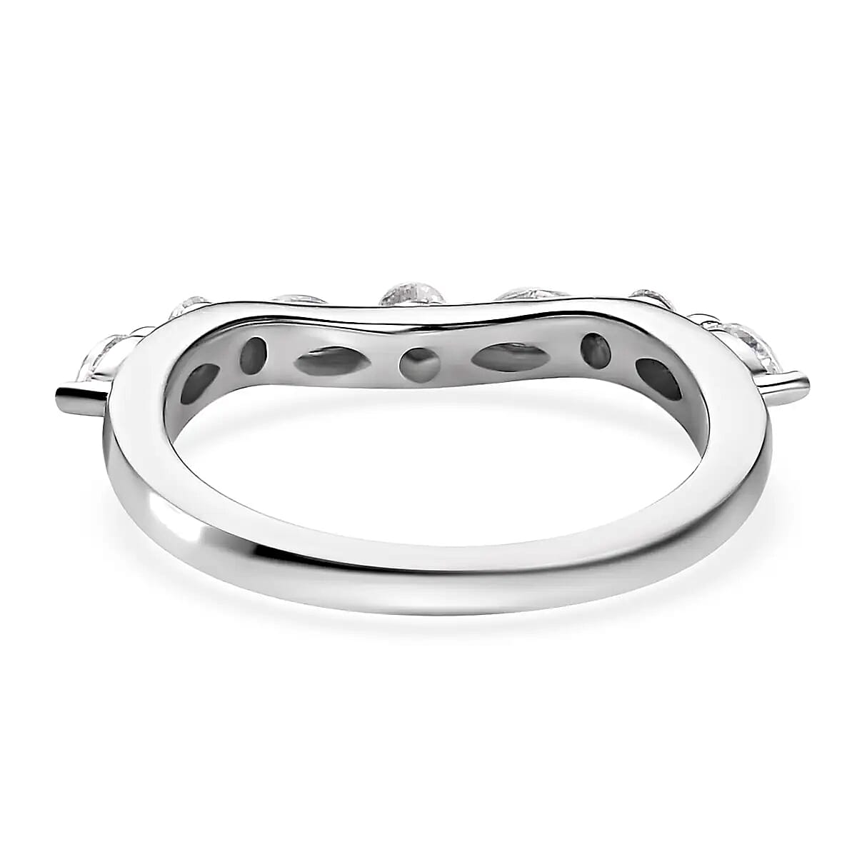 Moissanite Chevron Band Ring in Platinum Over Sterling Silver (Size 8.0) 0.35 ctw image number 5