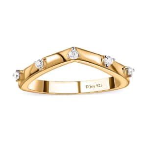 Moissanite Chevron Band Ring in Vermeil Yellow Gold Over Sterling Silver (Size 5.0) 0.10 ctw