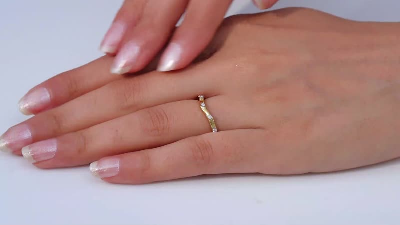 Moissanite Chevron Band Ring in Vermeil Yellow Gold Over Sterling Silver (Size 5.0) 0.05 ctw