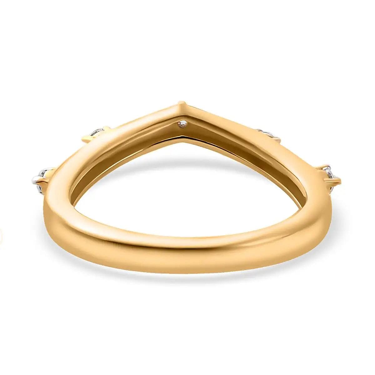 Moissanite Chevron Band Ring in Vermeil Yellow Gold Over Sterling Silver (Size 5.0) 0.10 ctw