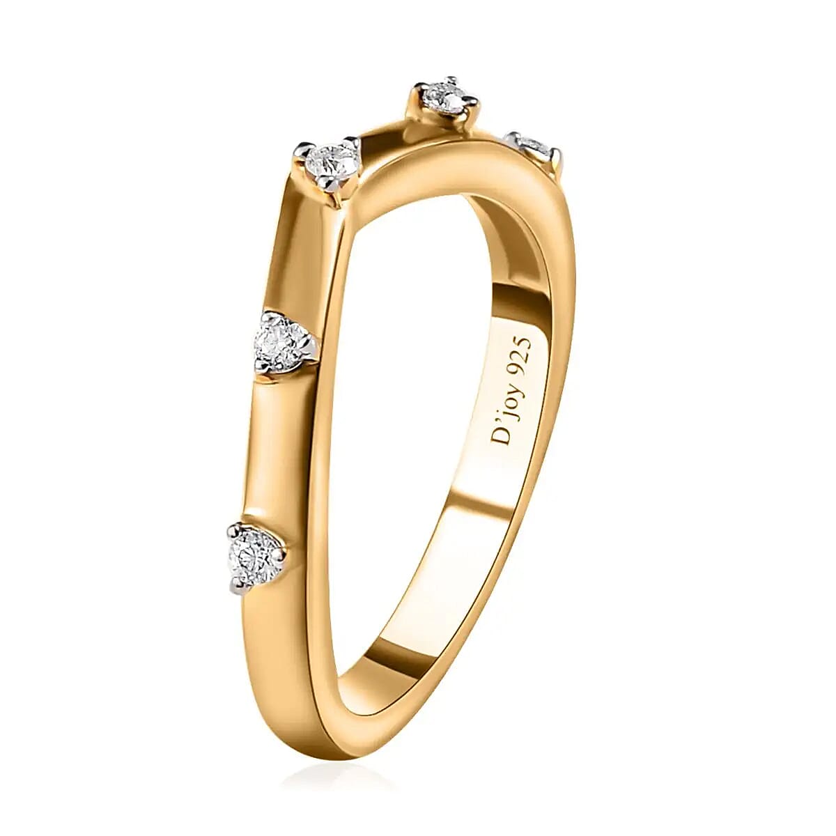 Moissanite Chevron Band Ring in Vermeil Yellow Gold Over Sterling Silver (Size 9.0) 0.05 ctw image number 4