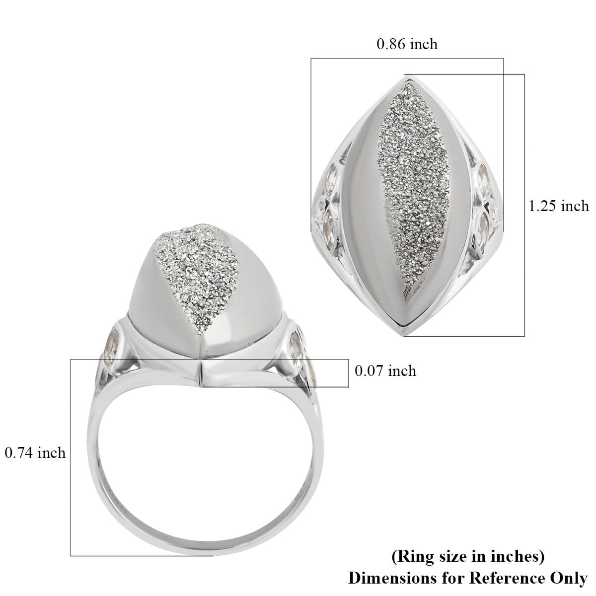 Sajen Silver AAA Platinum Window Drusy Quartz, Austrian Crystal Ring in Platinum Over Sterling Silver (Size 10.0) 18.10 ctw image number 4