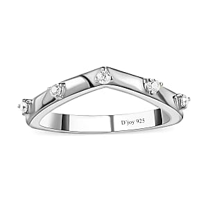 Moissanite Wishbone Ring in Platinum Over Sterling Silver (Size 9.0) 0.10 ctw