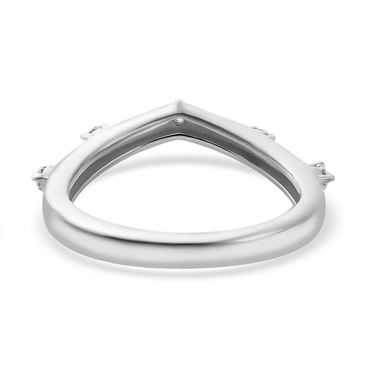 Moissanite Wishbone Ring in Platinum Over Sterling Silver (Size 9.0) 0.10 ctw image number 5