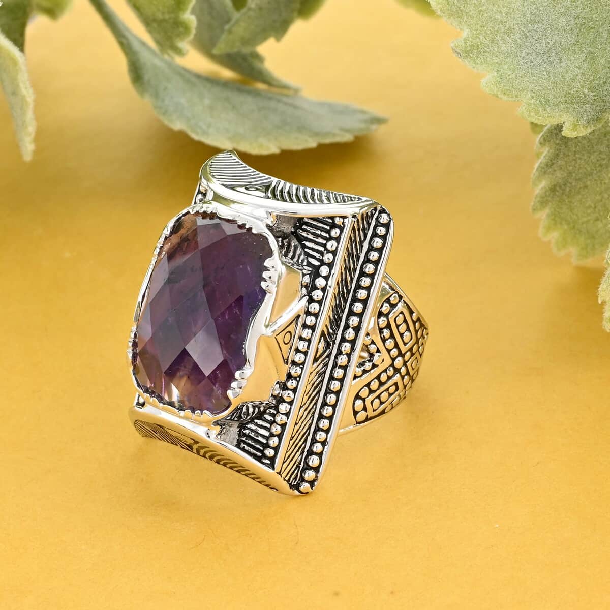 Sajen Silver AAA Amethyst Ring in Platinum Over Sterling Silver (Size 10.0) 10.90 ctw image number 1