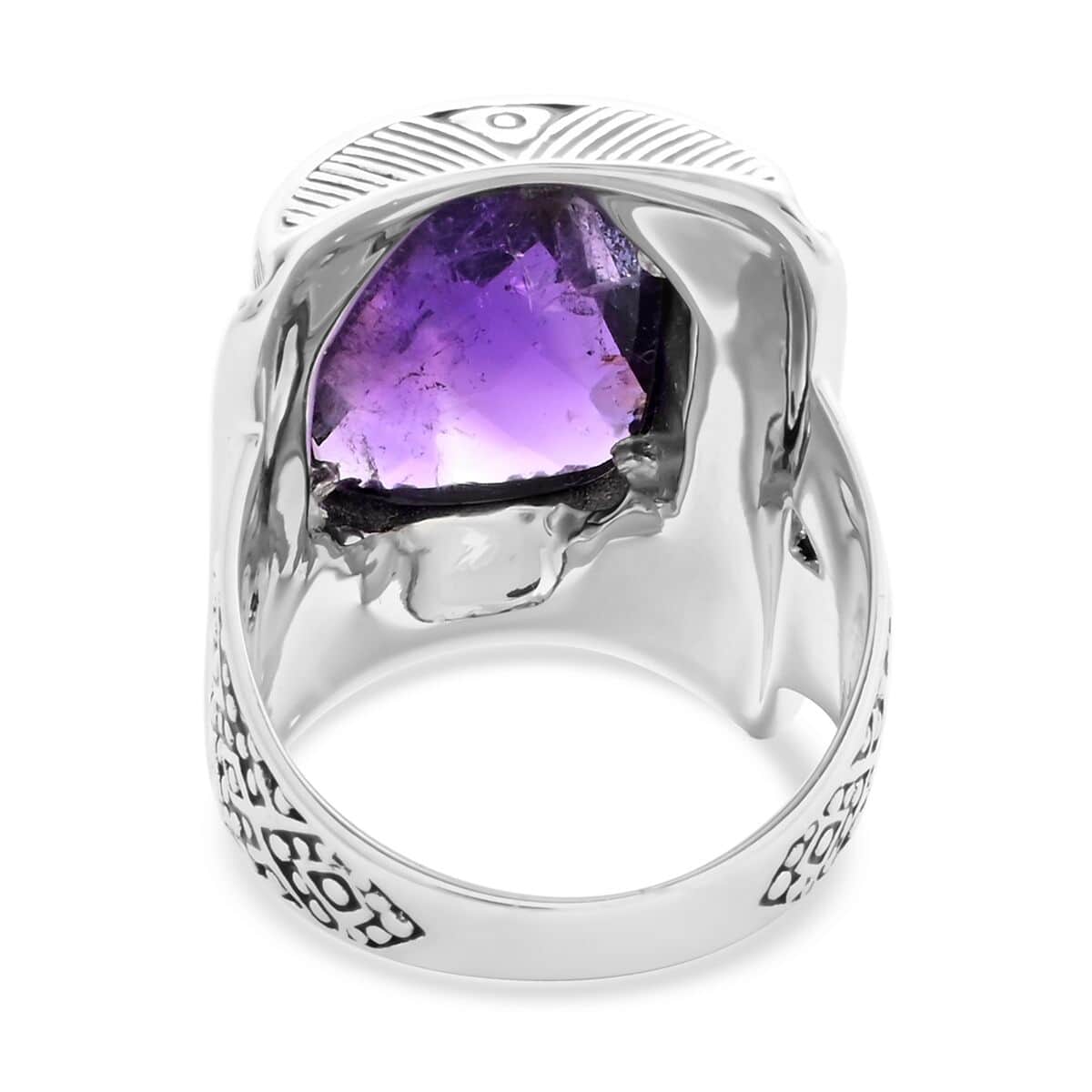 Sajen Silver AAA Amethyst Ring in Platinum Over Sterling Silver (Size 10.0) 10.90 ctw image number 4