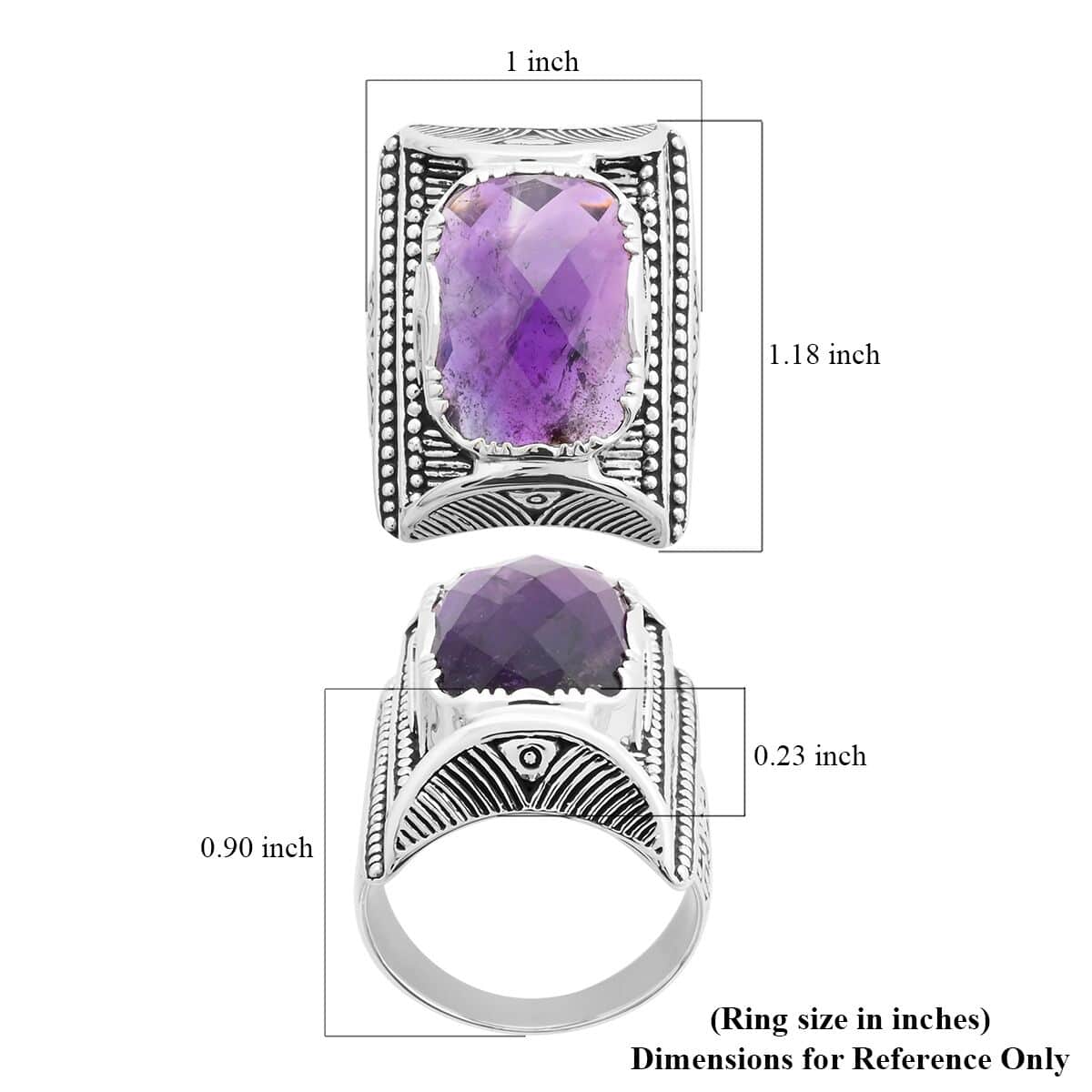 Sajen Silver AAA Amethyst Ring in Platinum Over Sterling Silver (Size 10.0) 10.90 ctw image number 5