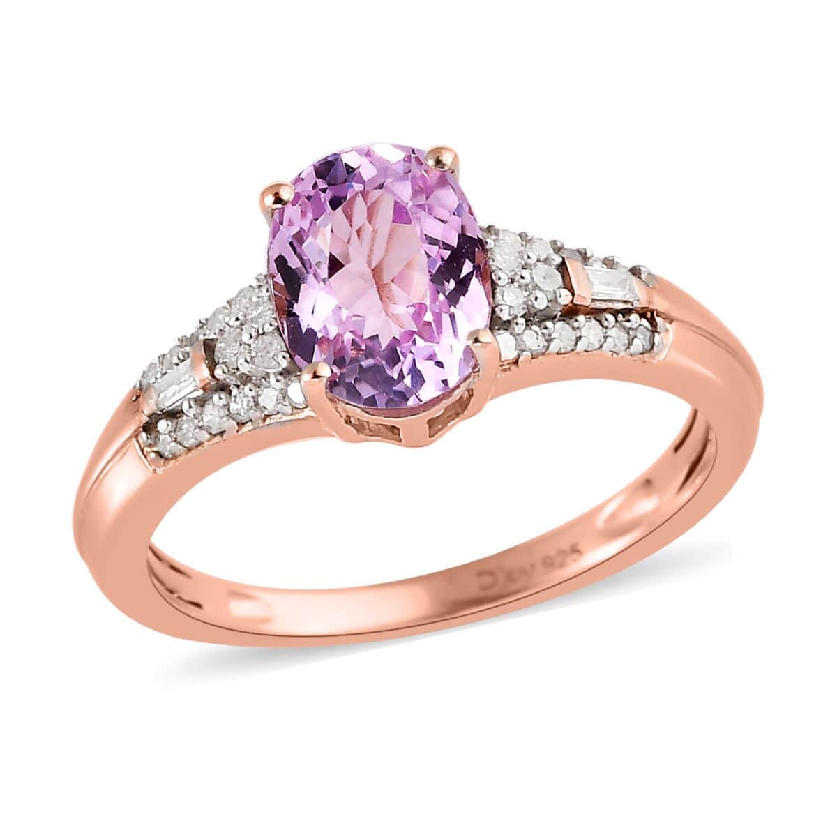 AAA Patroke Kunzite and Diamond Ring in Vermeil Rose Gold Over Sterling Silver (Size 9.0) 1.65 ctw image number 0