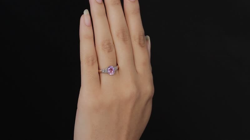 AAA Patroke Kunzite and Diamond Ring in Vermeil Rose Gold Over Sterling Silver (Size 9.0) 1.65 ctw
