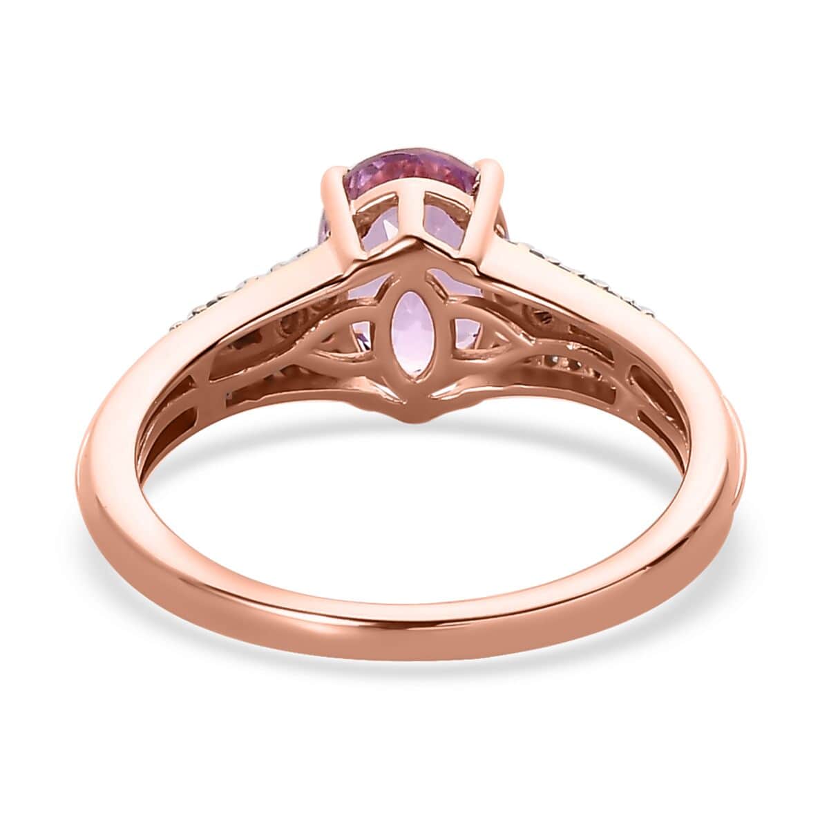 AAA Patroke Kunzite and Diamond Ring in Vermeil Rose Gold Over Sterling Silver (Size 9.0) 1.65 ctw image number 4