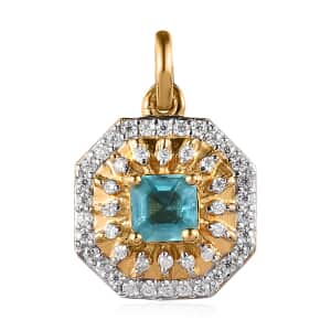 Madagascar Paraiba Apatite and Moissanite Charm in Vermeil Yellow Gold Over Sterling Silver 1.10 ctw