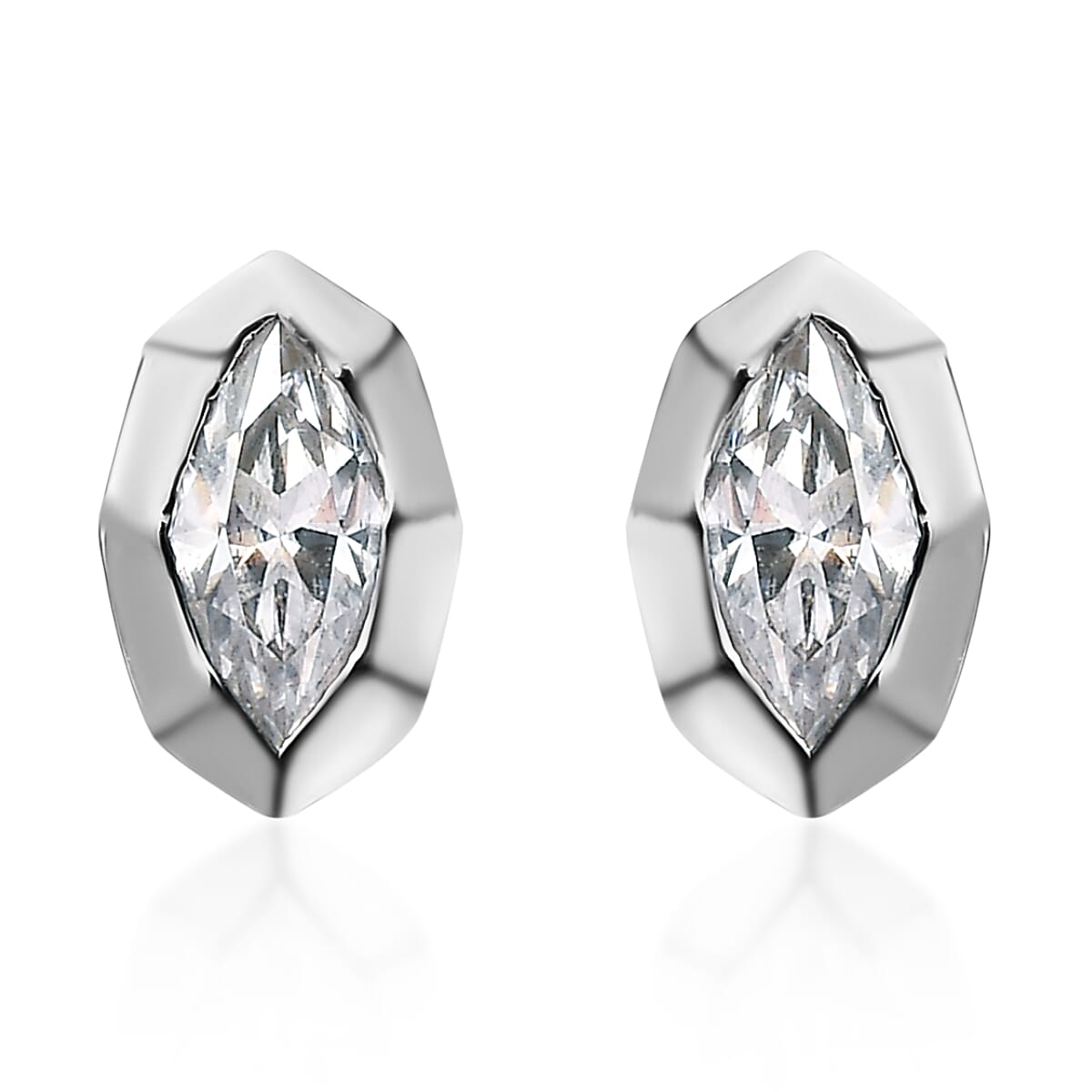 Moissanite (Mrq 8x4mm) Snake Inspired Stud Earrings in Platinum Over Sterling Silver 0.75 ctw image number 0