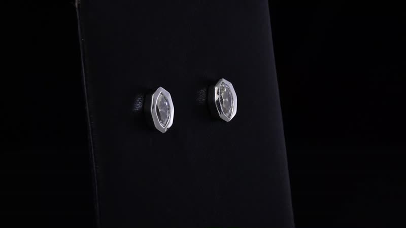 Moissanite (Mrq 8x4mm) Snake Inspired Stud Earrings in Platinum Over Sterling Silver 0.75 ctw