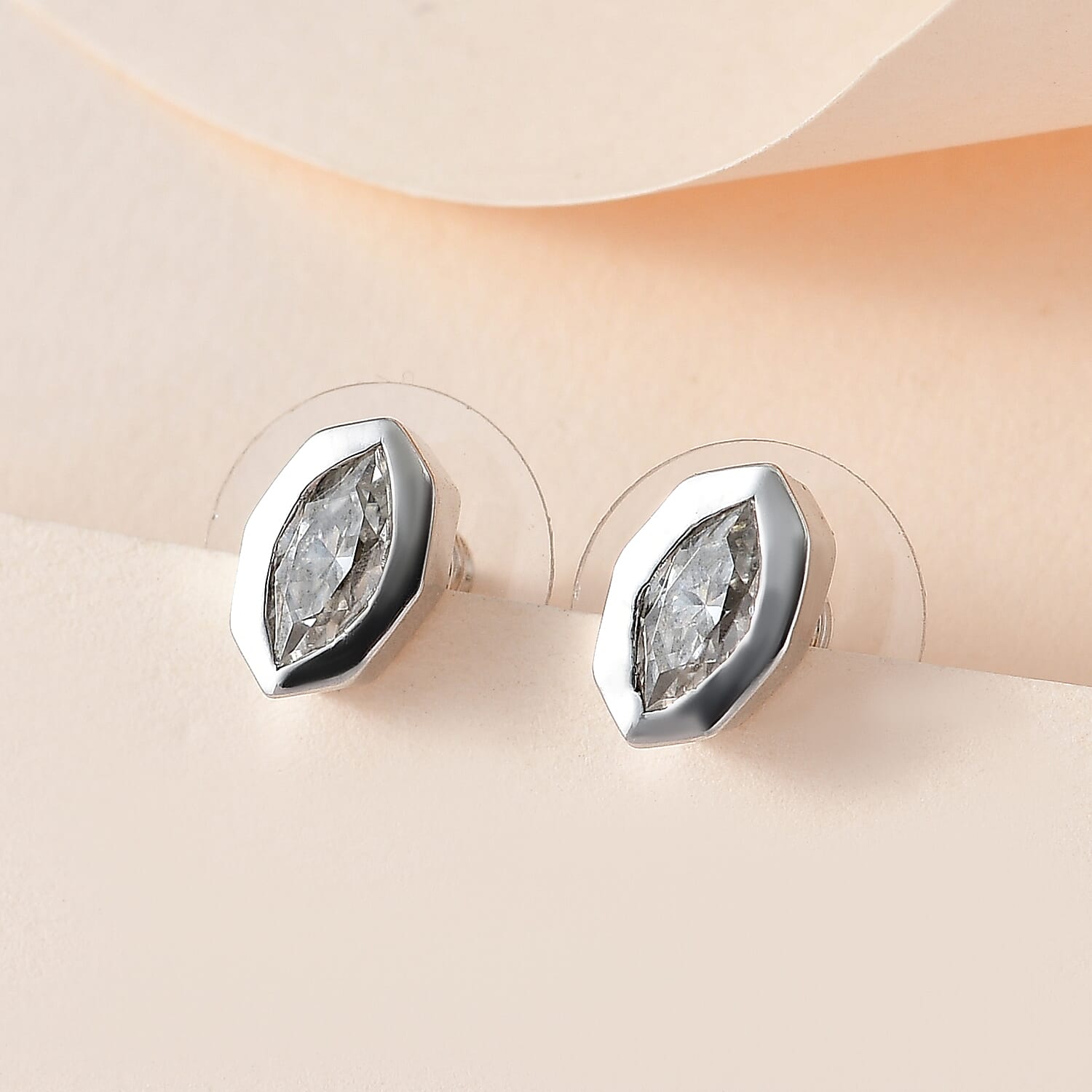 Moissanite Snake Inspired Stud Earrings in Platinum Over Sterling Silver 0.75 ctw