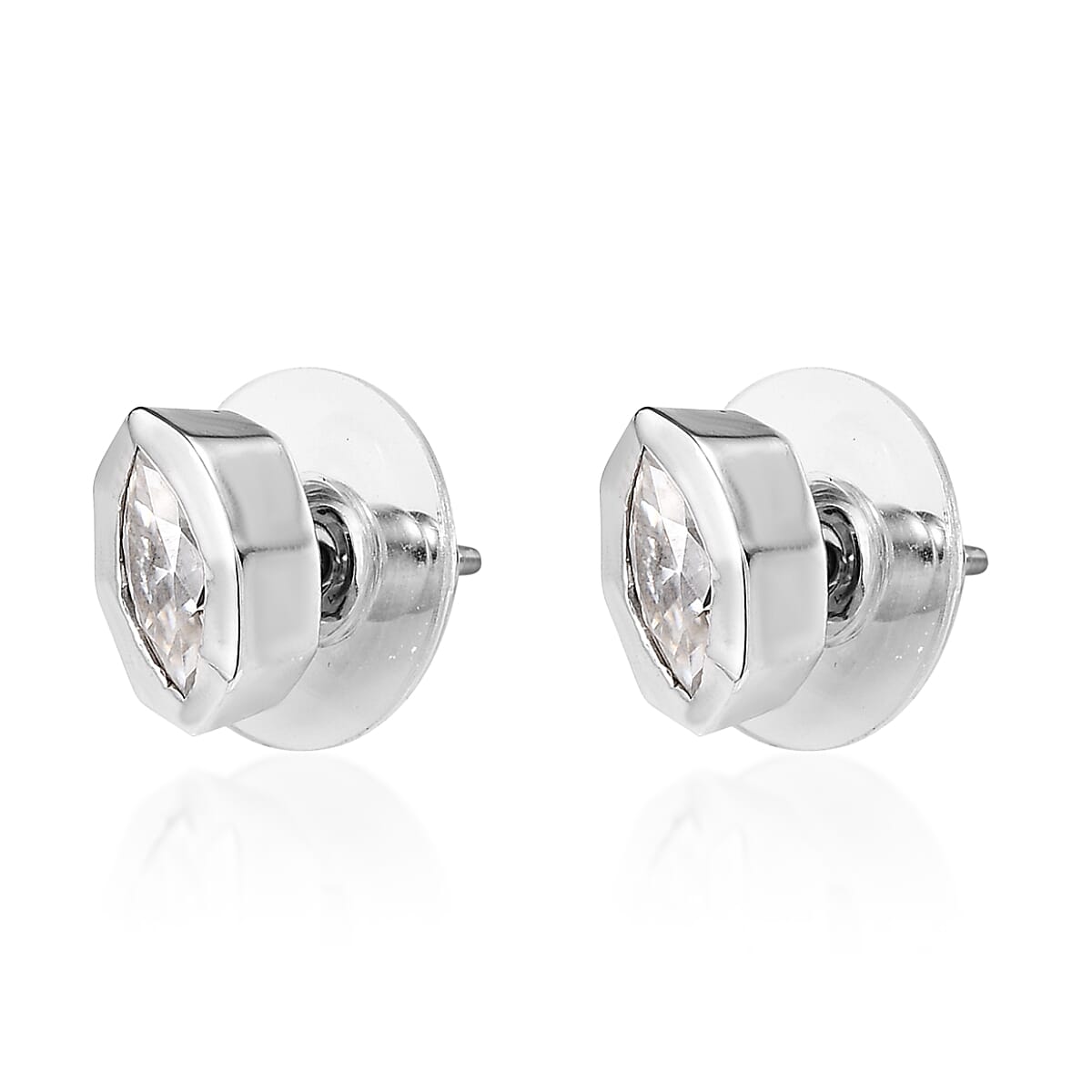 Moissanite (Mrq 8x4mm) Snake Inspired Stud Earrings in Platinum Over Sterling Silver 0.75 ctw image number 3