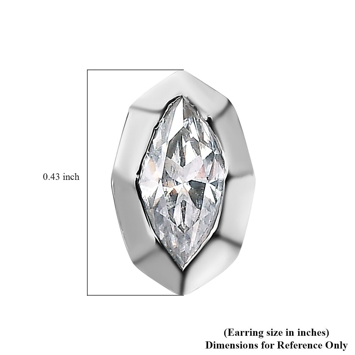 Moissanite (Mrq 8x4mm) Snake Inspired Stud Earrings in Platinum Over Sterling Silver 0.75 ctw image number 4
