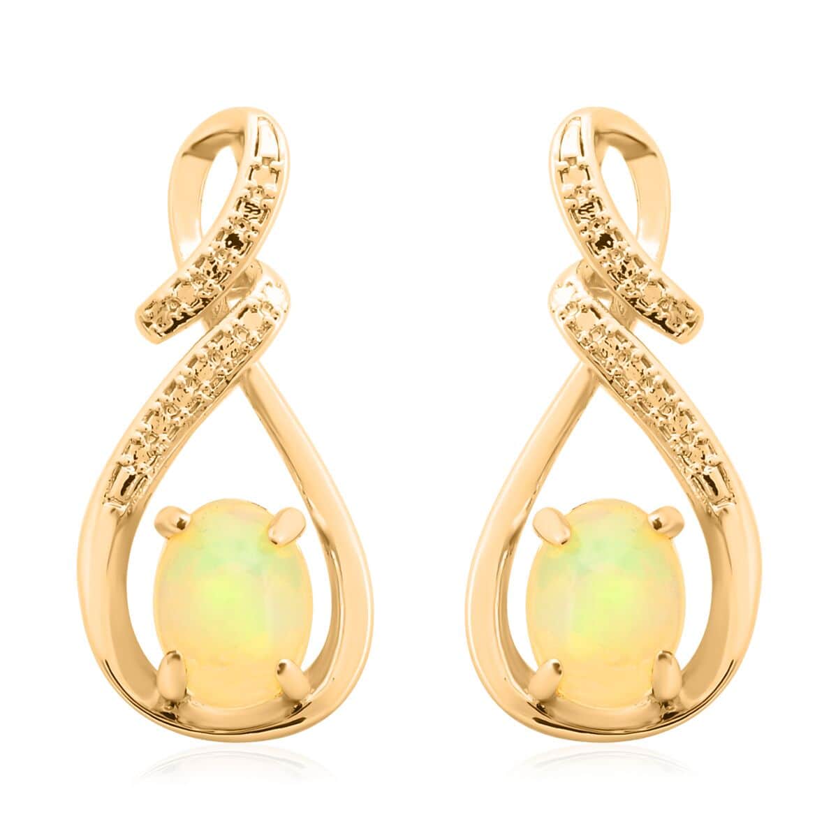 Opal Earrings in Goldtone 2.50 ctw image number 0