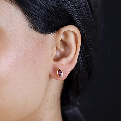 Pure Pink Mystic Topaz 1.25 ctw Stud Earrings in Vermeil Yellow Gold Over Sterling Silver 