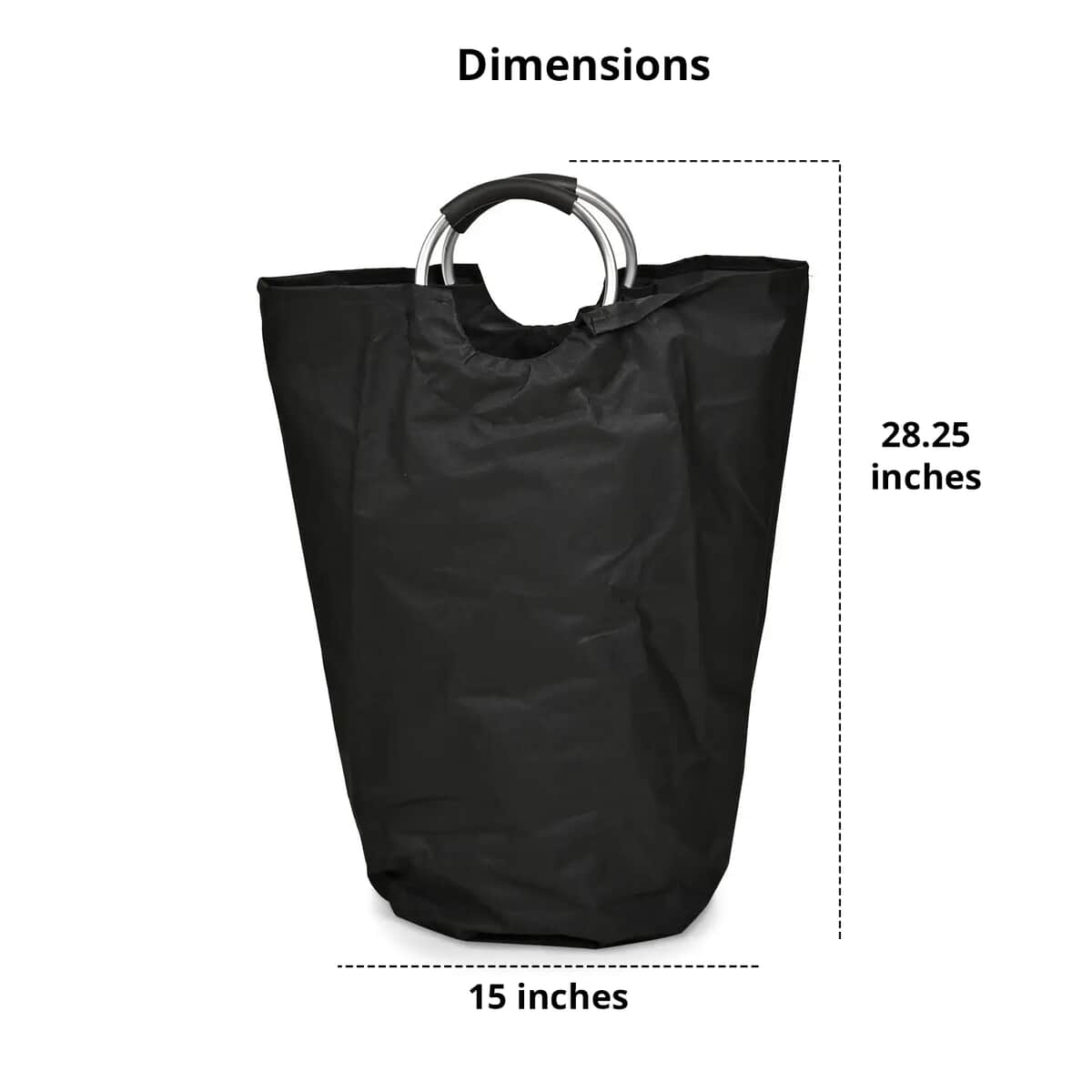 Black Laundry Bag with Aluminum Handle (15"x28.35") image number 4