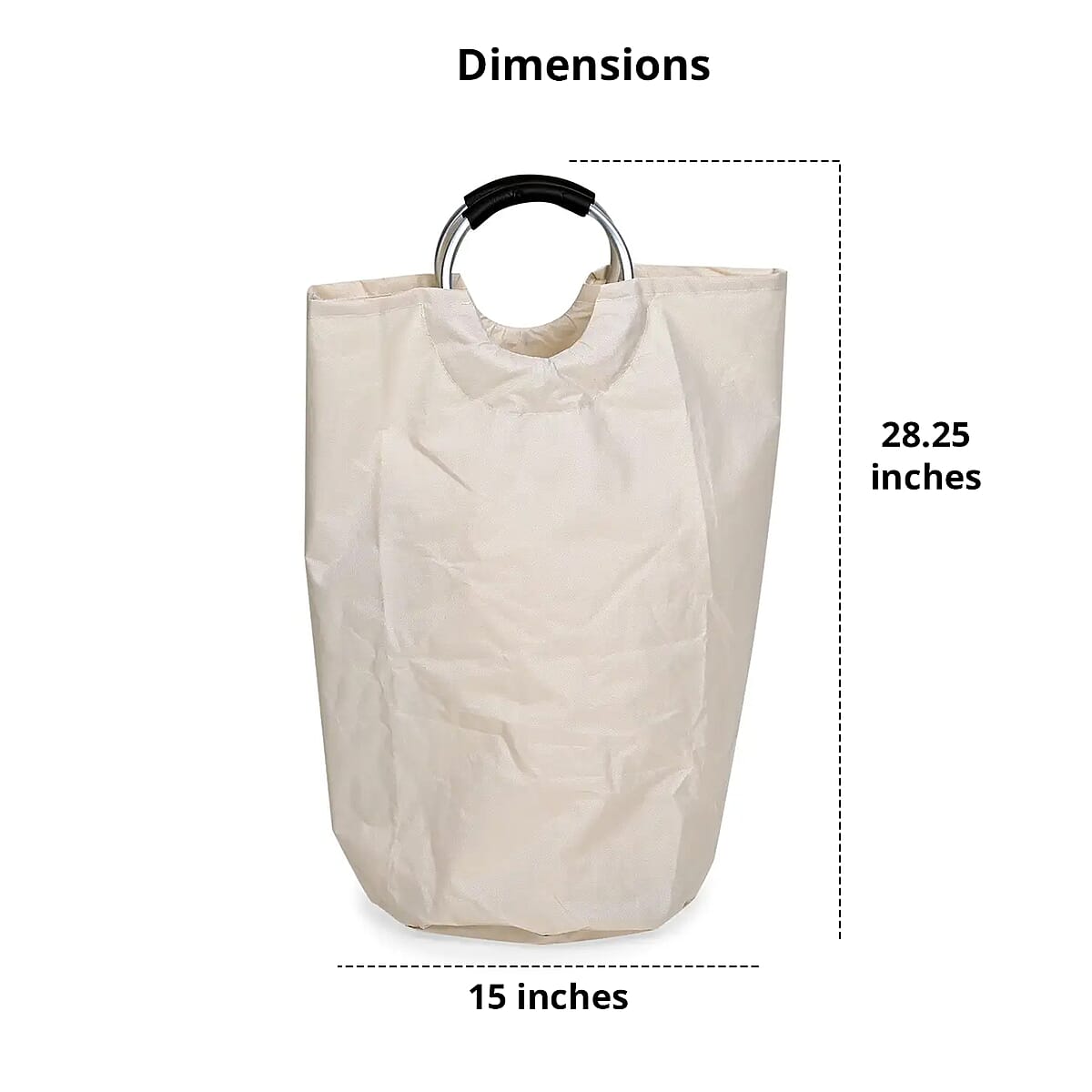 Beige Laundry Bag with Aluminum Handle image number 4