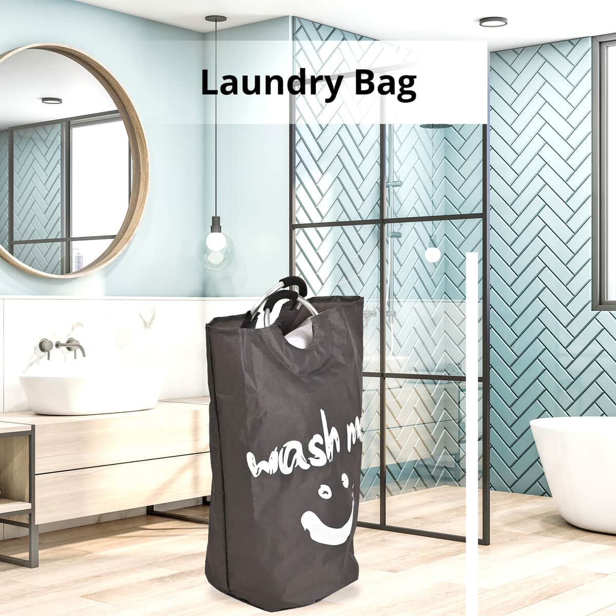 Gray Laundry Bag with Aluminum Handle image number 1