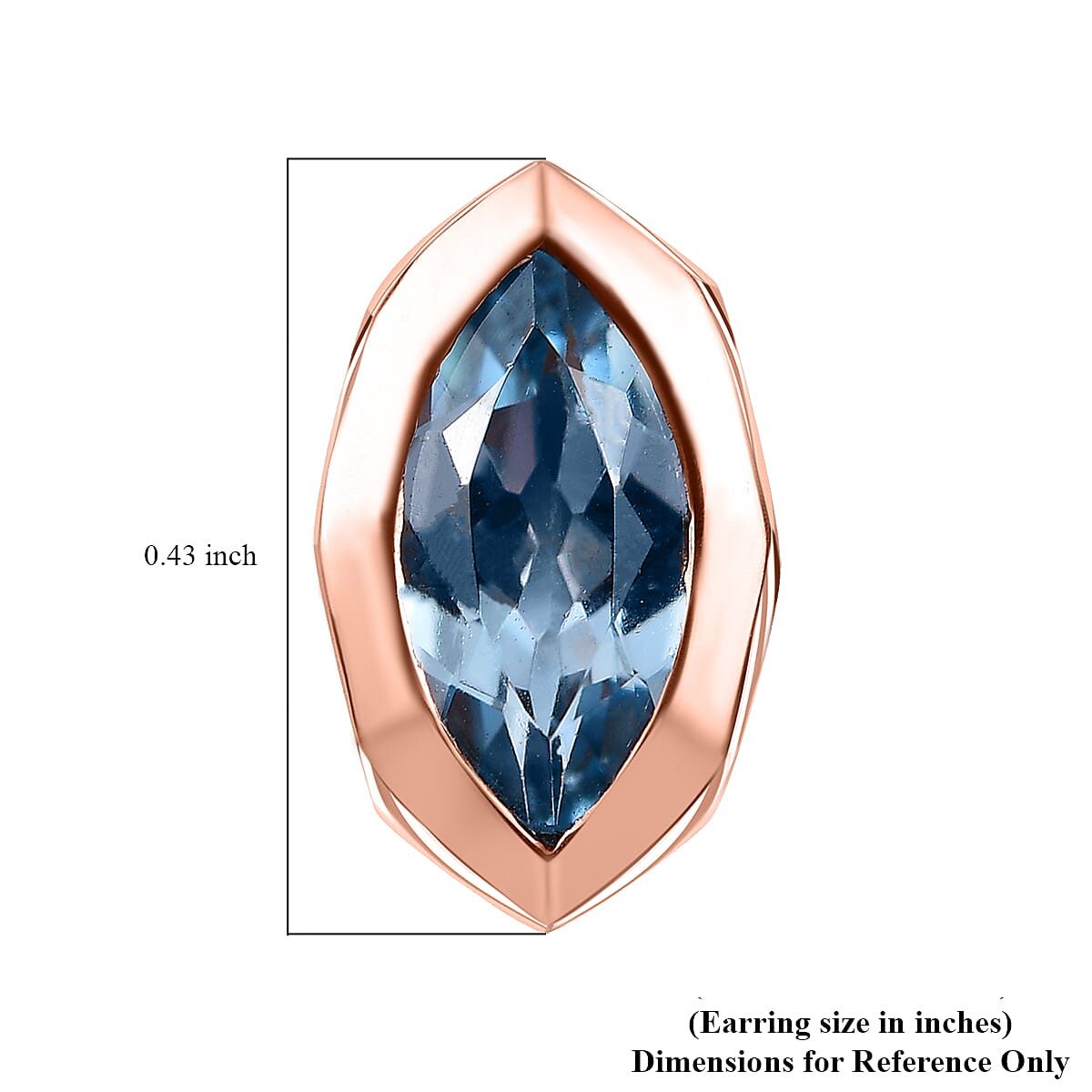 Sky Blue Topaz 1.25 ctw Solitaire Stud Earrings in Vermeil RG Over Sterling Silver image number 3