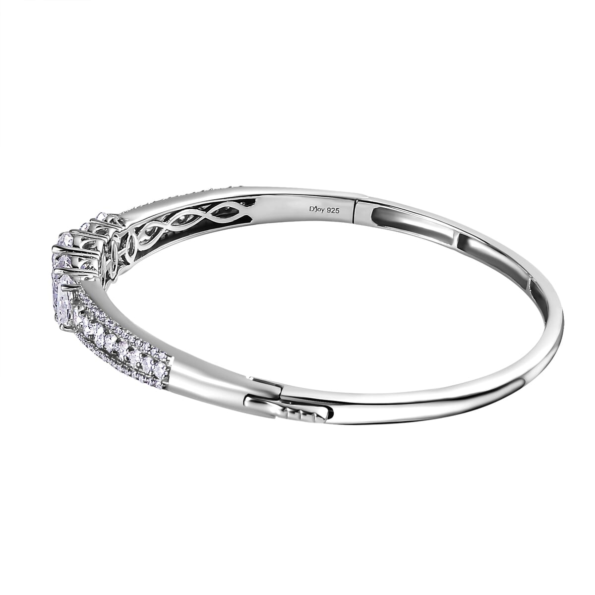 Moissanite (Ovl 9x7mm) Bangle Bracelet in Platinum Over Sterling Silver (6.50 In) 7.90 ctw image number 3