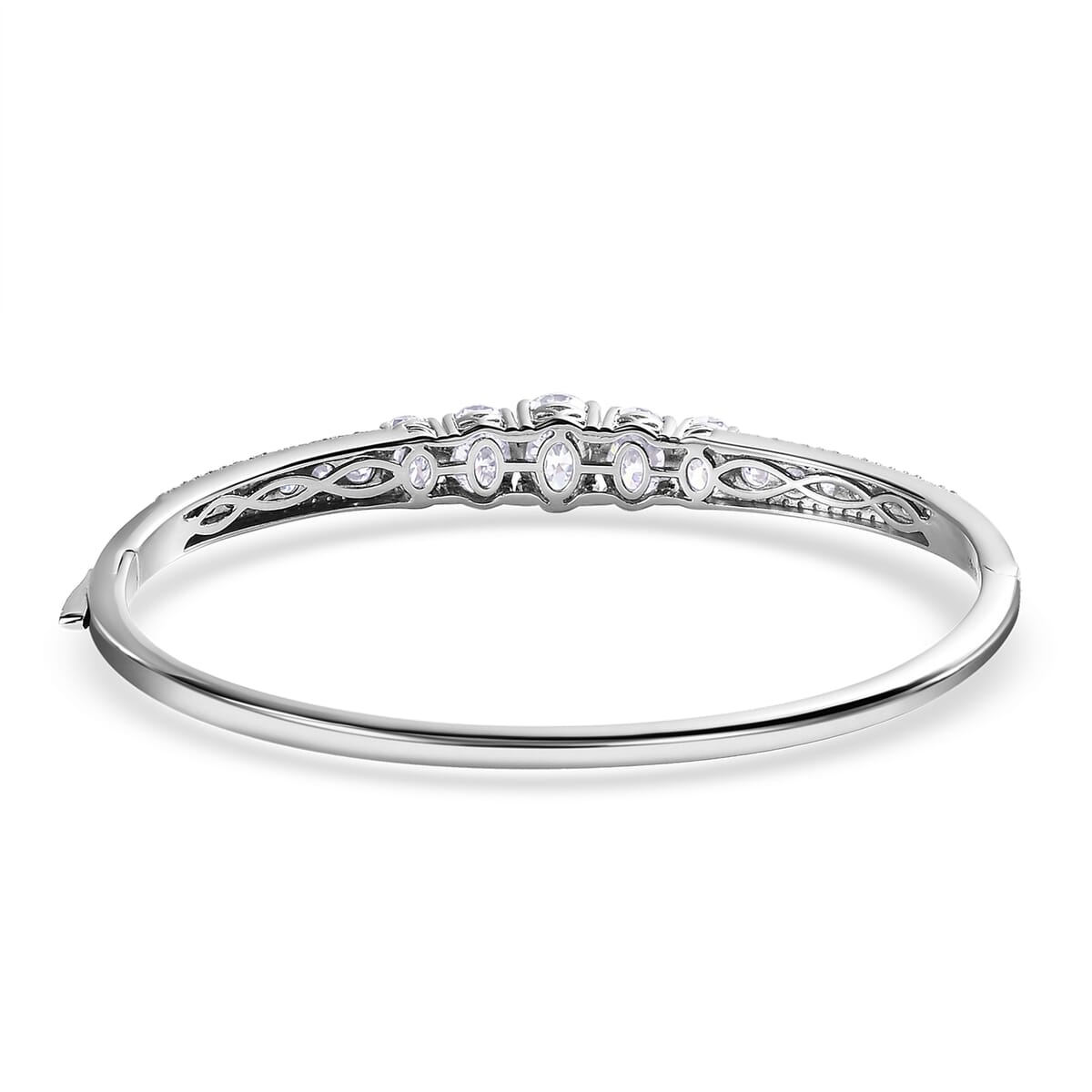 Moissanite (Ovl 9x7mm) Bangle Bracelet in Platinum Over Sterling Silver (6.50 In) 7.90 ctw image number 4