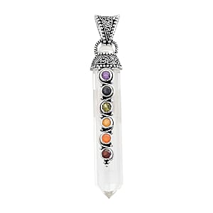 Sajen Silver Austrian Crystal and Multi Gemstone Pendant in Platinum Over Sterling Silver 38.75 ctw