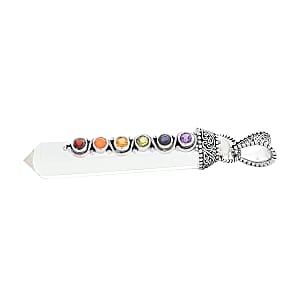 Sajen Silver Austrian Crystal and Multi Gemstone Pendant in Platinum Over Sterling Silver 38.75 ctw